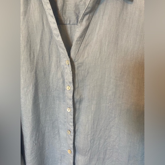 Sigrid Olsen 100% linen button up tunic top shirt Size 1X baby blue - Picture 4 of 8